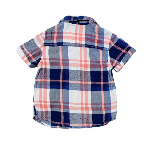 NEXT Coral and Blue Plaid Button Down Shirt - Picture 3 of 3
